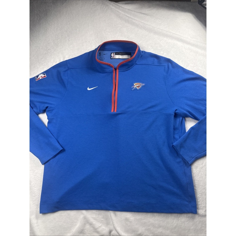 Oklahoma City Thunder Pullover Mens XXL Blue Nike Engineered Sweater Quarter Zip